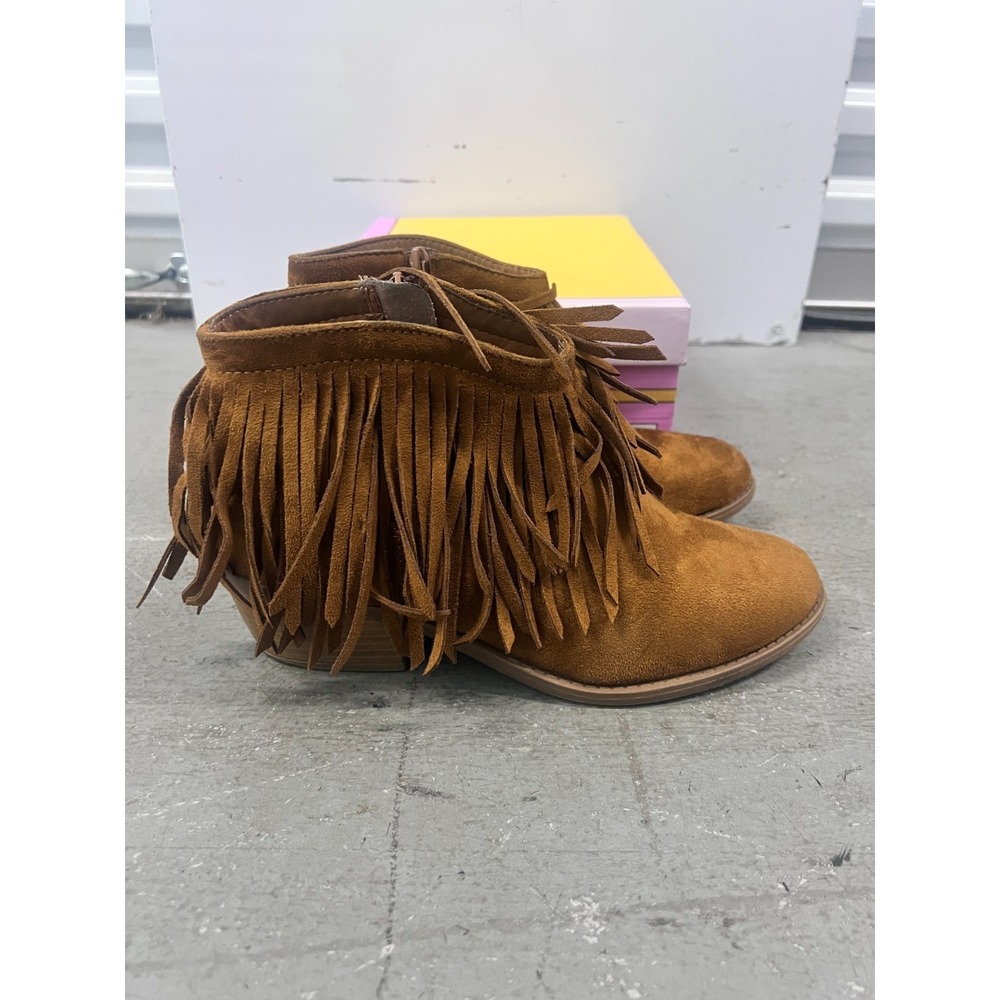 Soda Jervis Boots Womens US 10 British‎ Tan Faux Suede Fringe Western Bootie